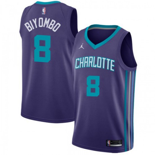 Charlotte Hornets #8 Bismack Biyombo Purple Womens Jordan Swingman Statement Edition Jersey Womens