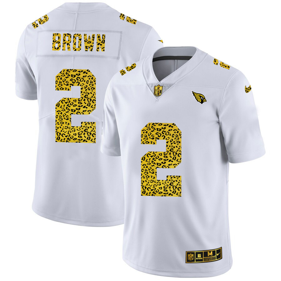 Arizona Cardinals #2 Marquise Brown Men's Flocked Leopard Print Vapor Limited Jersey White