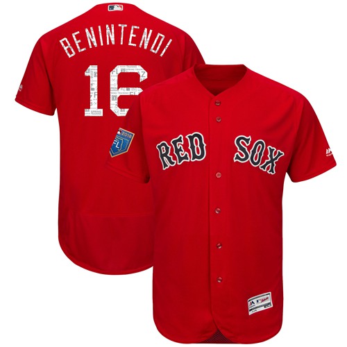 Boston Red Sox #16 Andrew Benintendi Red 2018 Spring Training Authentic Flex Base Stitched Jersey Men's