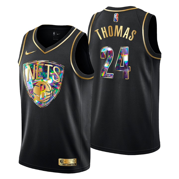 Brooklyn Nets #24 Cam Thomas Men's Golden Edition Diamond Logo 2021/22 Swingman Jersey - Black