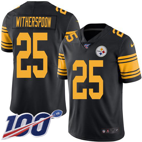 Steelers #25 Ahkello Witherspoon Black Youth Stitched Limited Rush 100th Season Jersey