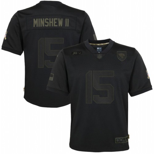 Jacksonville Jacksonville Jaguars #15 Gardner Minshew II Youth 2020 Salute to Service Game Jersey Black Youth