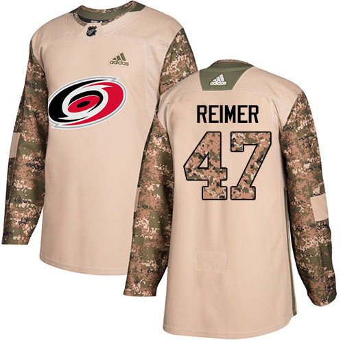 Adidas Carolina Hurricanes #47 James Reimer Camo Authentic 2017 Veterans Day Stitched Jersey Men's