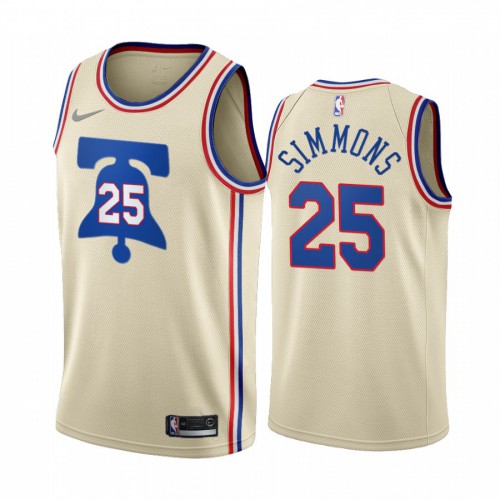 Philadelphia Philadelphia 76ers #25 Ben Simmons Cream Swingman 2020-21 Earned Edition Jersey Mens