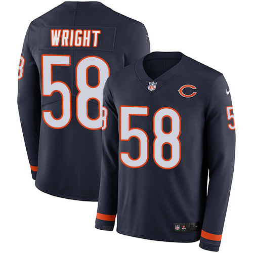 Bears #58 Darnell Wright Navy Blue Team Color Men's Stitched Limited Therma Long Sleeve Jersey