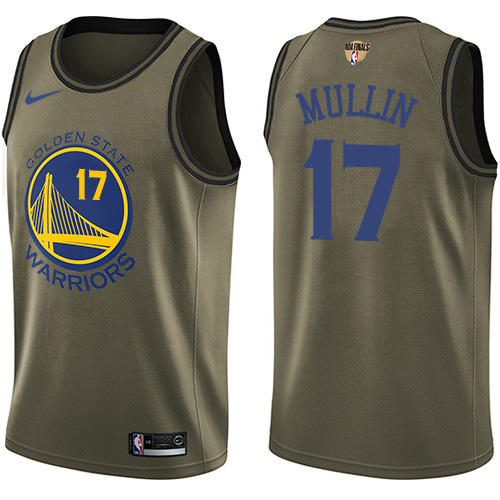 Golden State Warriors #17 Chris Mullin Green Salute to Service The Finals Patch Swingman Jersey Mens