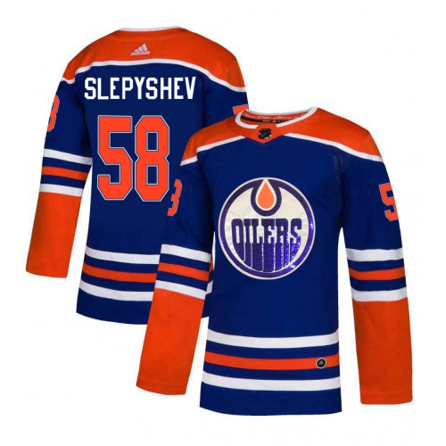 Adidas Edmonton Oilers #58 Anton Slepyshev Royal Blue Sequin Embroidery Fashion Stitched Jersey Men's