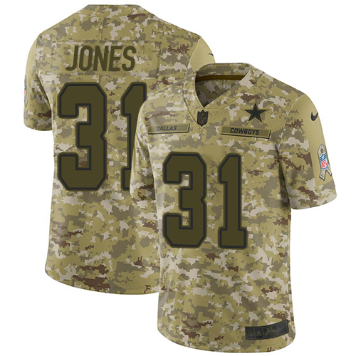 Dallas Cowboys #31 Byron Jones Camo Youth Stitched Limited 2018 Salute to Service Jersey Youth
