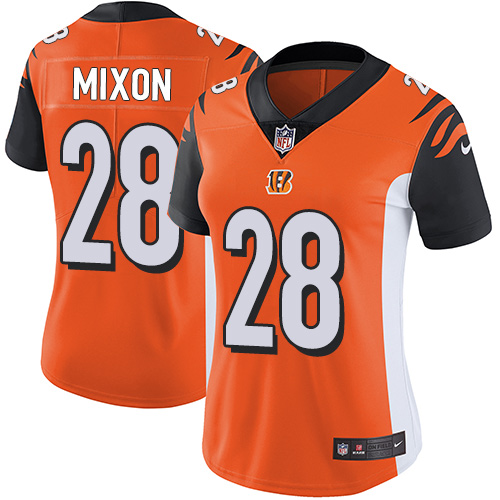 Bengals #28 Joe Mixon Orange Alternate Women's Stitched Vapor Untouchable Limited Jersey