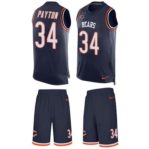 Bears #34 Walter Payton Navy Blue Team Color Men's Stitched Limited Tank Top Suit Jersey
