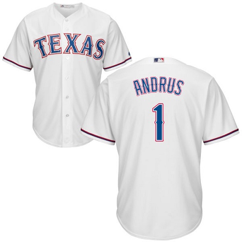 Texas Rangers #1 Elvis Andrus White Cool Base Stitched Youth Jersey Youth