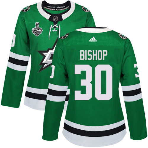 Adidas Dallas Stars #30 Ben Bishop Green Home Authentic Women's 2020 Stanley Cup Final Stitched Jersey Womens