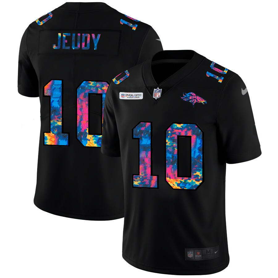 Denver Broncos #10 Jerry Jeudy Men's Multi-Color Black 2020 Crucial Catch Vapor Untouchable Limited Jersey