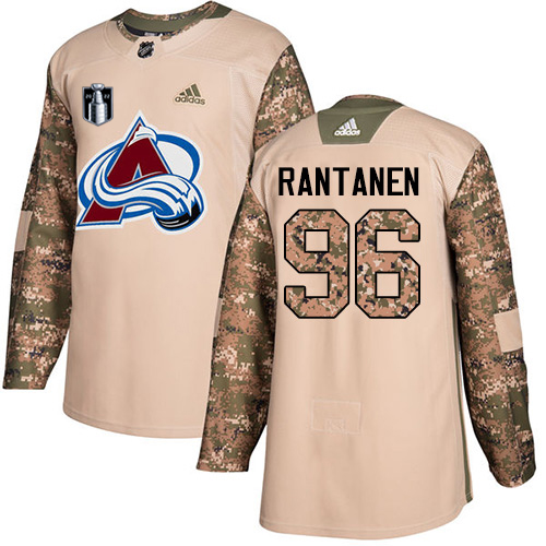 Adidas Colorado Avalanche #96 Mikko Rantanen Camo Authentic Youth 2022 Stanley Cup Final Patch Veterans Day Stitched Jersey Youth