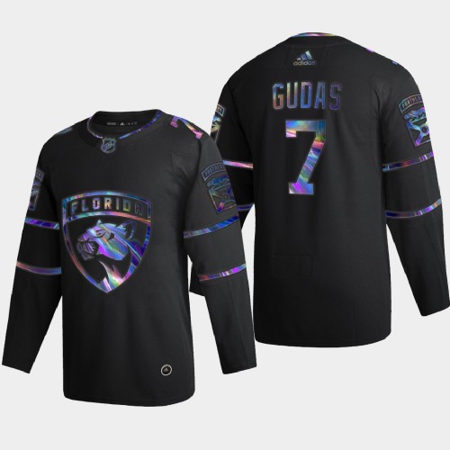 Florida Florida Panthers #7 Radko Gudas Men's Iridescent Holographic Collection Jersey - Black Men's