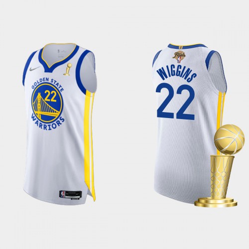 Golden State Golden State Warriors #22 Andrew Wiggins Mens White 2021-22 Finals Champions Authentic Jersey Mens