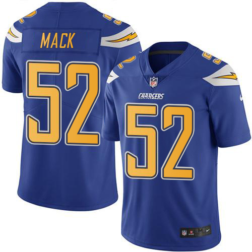 Chargers #52 Khalil Mack Electric Blue Youth Stitched Limited Rush Jersey