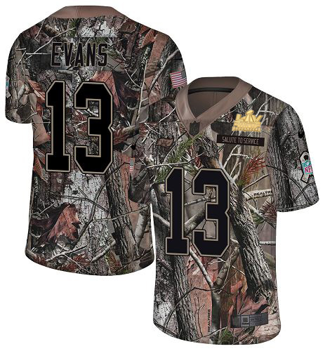 Buccaneers #13 Mike Evans Camo Youth Super Bowl LV Champions Patch Stitched Limited Rush Realtree Jersey