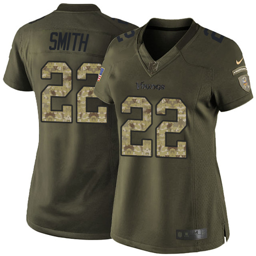 Vikings #22 Harrison Smith Green Women's Stitched Limited 2015 Salute To Service Jersey