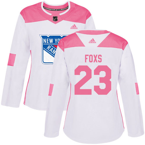 Adidas New York Rangers #23 Adam Foxs White/Pink Authentic Fashion Women's Stitched Jersey Womens