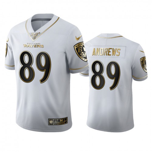 Baltimore Baltimore Ravens #89 Mark Andrews Men's White Golden Edition Vapor Limited 100 Jersey Men's