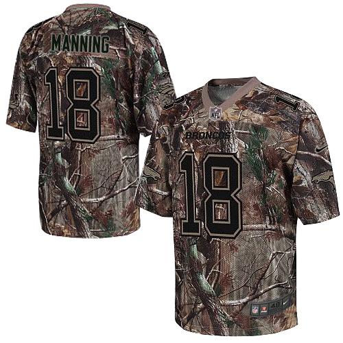 Broncos #18 Peyton Manning Camo Men's Stitched Realtree Elite Jersey