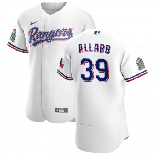 Texas Texas Rangers #39 Kolby Allard Men's White Home 2020 Authentic Patch Player Jersey Men's