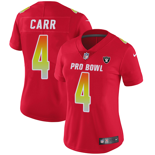 Raiders #4 Derek Carr Red Women's Stitched Limited AFC 2018 Pro Bowl Jersey