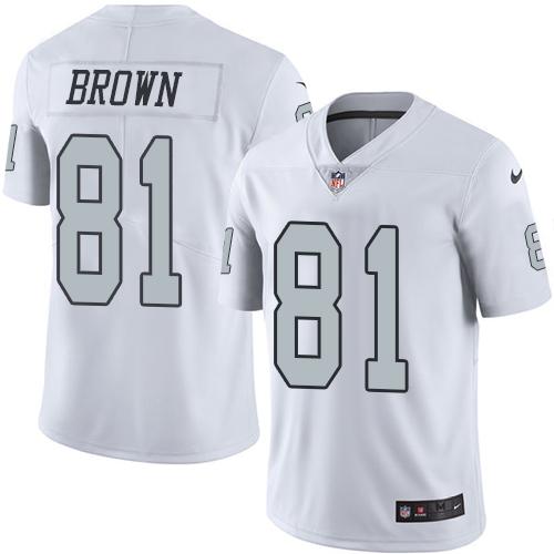 Las Vegas Raiders #81 Tim Brown White Men's Stitched Limited Rush Jersey Men's