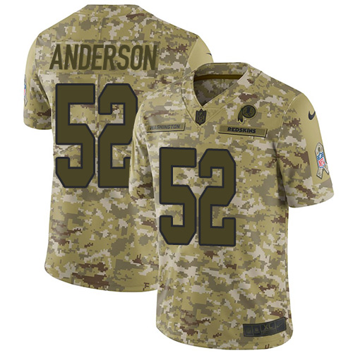Washington Commanders #52 Ryan Anderson Camo Youth Stitched Limited 2018 Salute to Service Jersey Youth