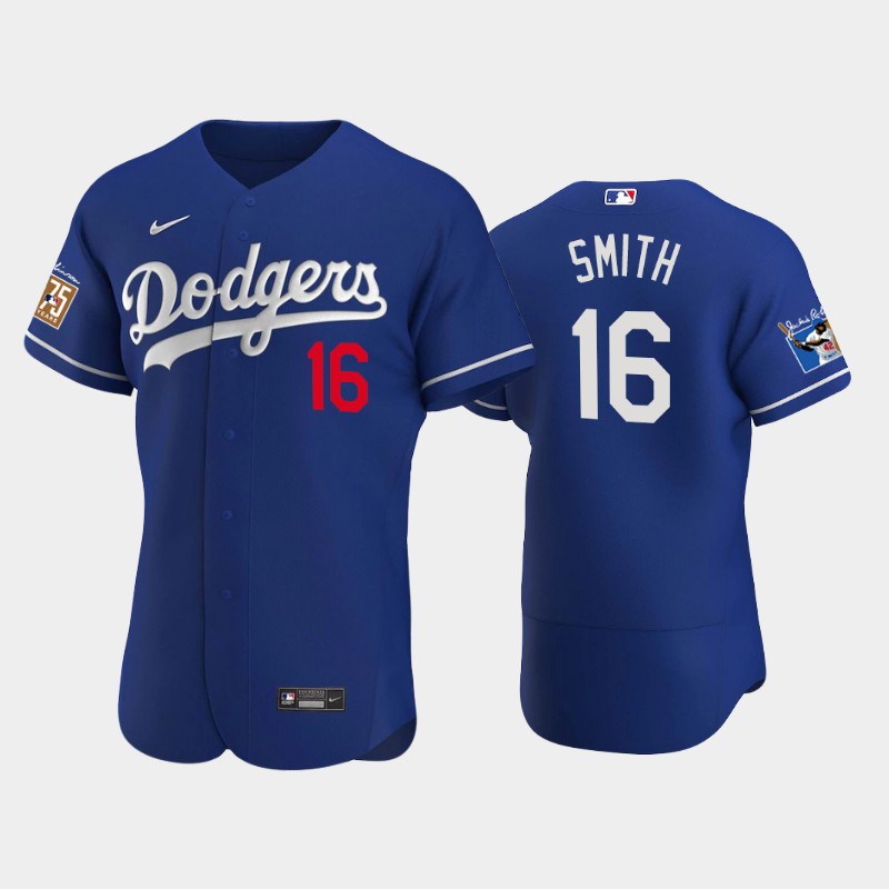 Los Angeles Dodgers #16 Will Smith Men's Jackie Robinson 75th Anniversary Authentic Jersey - Royal