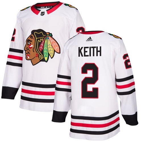 Adidas Chicago Blackhawks #2 Duncan Keith White Road Authentic Stitched Jersey Men's
