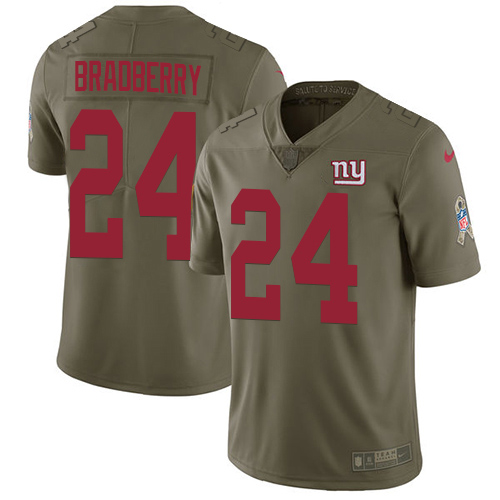 New York Giants #24 James Bradberry Olive Youth Stitched Limited 2017 Salute To Service Jersey Youth