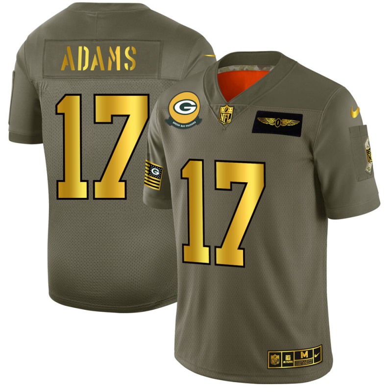 Green Bay Packers #17 Davante Adams Men's Olive Gold 2019 Salute To Service Limited Jersey