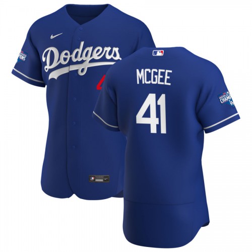 Los Angeles Los Angeles Dodgers #41 Jake McGee Men's Royal Alternate 2020 World Series Champions Authentic Player Jersey Men's