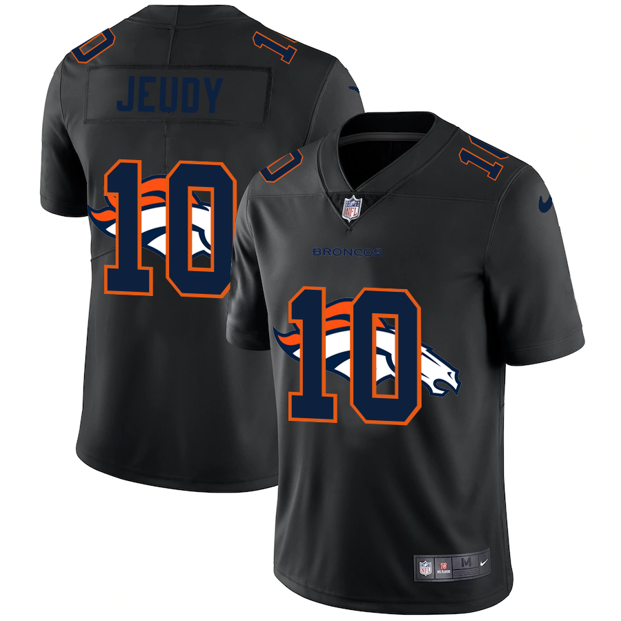 Denver Broncos #10 Jerry Jeudy Men's Team Logo Dual Overlap Limited Jersey Black