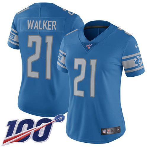 Detroit Lions #21 Tracy Walker Light Blue Team Color Women's Stitched 100th Season Vapor Untouchable Limited Jersey Womens