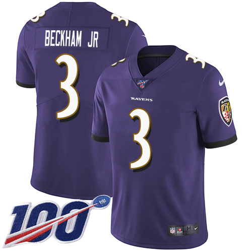 Ravens #3 Odell Beckham Jr. Purple Team Color Men's Stitched 100th Season Vapor Untouchable Limited Jersey
