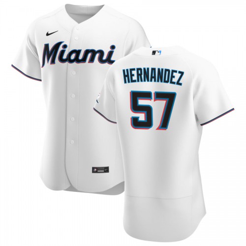 Miami Miami Marlins #57 Elieser Hernandez Men's White Home 2020 Authentic Player Jersey Men's
