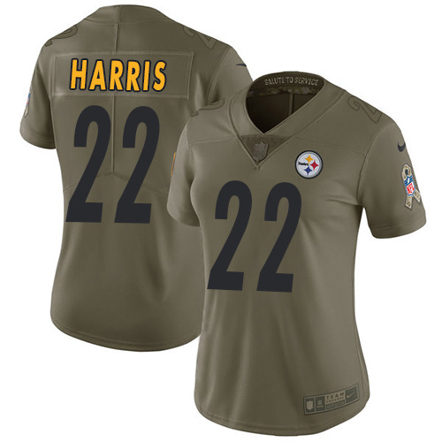 Steelers #22 Najee Harris Olive Women's Stitched Limited 2017 Salute To Service Jersey