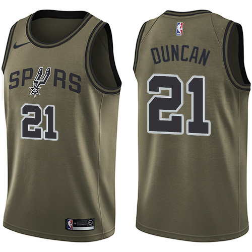 San Antonio Spurs #21 Tim Duncan Green Salute to Service Youth Swingman Jersey Youth