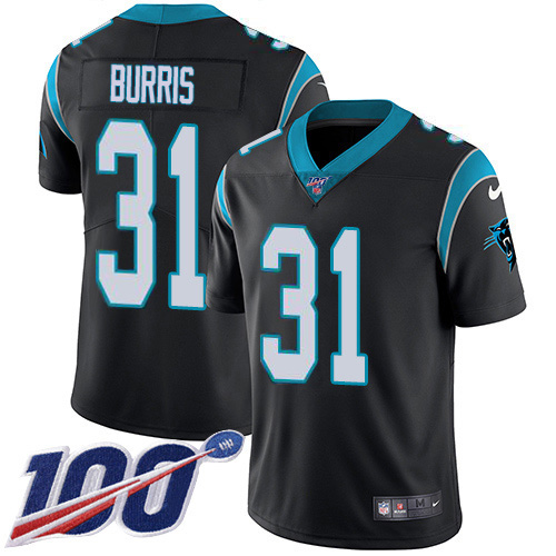 Carolina Panthers #31 Juston Burris Black Team Color Youth Stitched 100th Season Vapor Untouchable Limited Jersey Youth