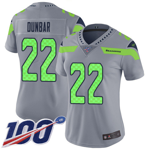 Seattle Seahawks #22 Quinton Dur Gray Women's Stitched Limited Inverted Legend 100th Season Jersey Womens