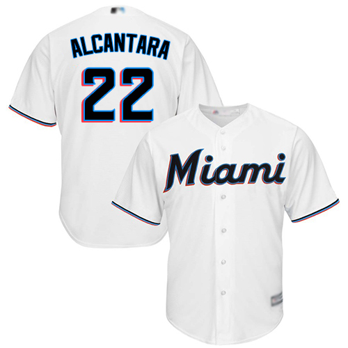 Miami Marlins #22 Sandy Alcantara White Cool Base Stitched Youth Jersey Youth