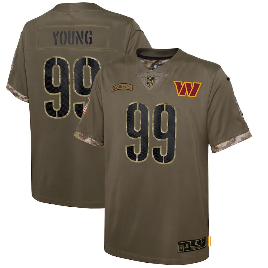 Washington Commanders #99 Chase Young Youth 2022 Salute To Service Limited Jersey - Olive