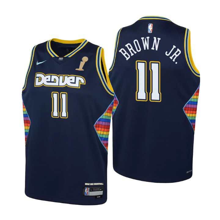 Denver Nuggets #11 Bruce Brown Jr. Navy Youth 2023 Finals Champions Swingman Jersey - City Edition