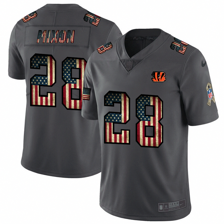 Cincinnati Bengals #28 Joe Mixon 2018 Salute To Service Retro USA Flag Limited Jersey