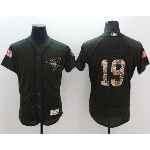 Toronto Blue Jays #19 Jose Bautista Green Flexbase Authentic Collection Salute to Service Stitched Jersey Men's