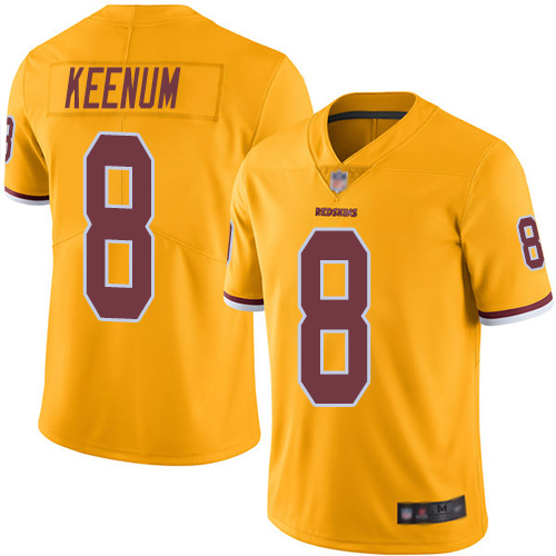 Washington Commanders #8 Case Keenum Gold Men's Stitched Limited Rush Jersey Men's
