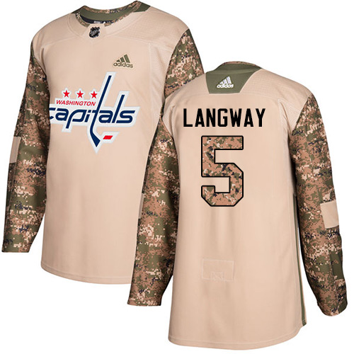 Adidas Washington Capitals #5 Rod Langway Camo Authentic 2017 Veterans Day Stitched Jersey Men's